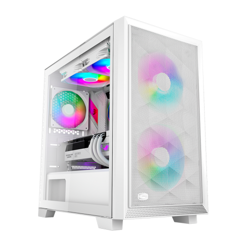 Корпус PCCooler C3D310 WH ARGB Mini-Tower для mATX и mITX с 2x120mm ARGB вентиляторами и Mesh-дизайном