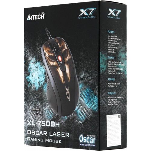 Мышь A4Tech XL-750BH рисунок лазерная 3600dpi USB 6but