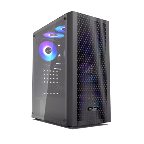 Корпус без блока питания/ Case PCCooler MA100 MESH BK, Midi-Tower, TG, Mesh, 3x120mm ARGB, 1xUSB-A 3.0 + 2xUSB-A 2.0, ATX, mATX, mITX Black PcCooler