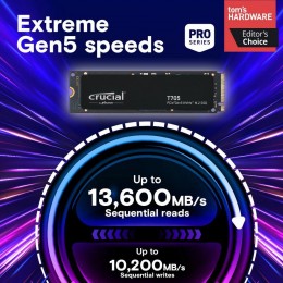 Твердотельный накопитель Crucial T705 1TB PCIe Gen5 NVMe M.2 SSD CT1000T705SSD3