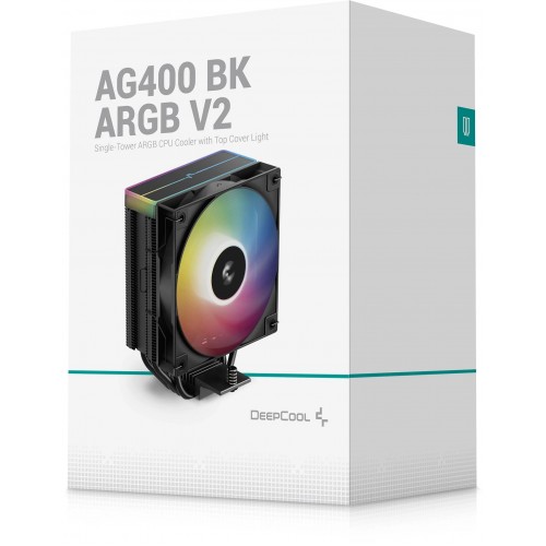 Устройство охлаждения(кулер) Deepcool AG400 Bk V2 ARGB Soc-AM5/AM4/1200/1700/1851 черный 4-pin 31.6dB Al+Cu 220W 643gr Ret (R-AG400-BKAMMN-GJD)