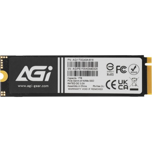 Накопитель SSD AGi PCIe 4.0 x4 1TB M.2 2280 — Высокоскоростное Хранение для Игровых и Рабочих Систем