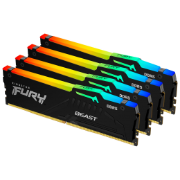 Память оперативная/ Kingston 64GB 5200MT/s DDR5 CL40 DIMM (Kit of 4) FURY Beast RGB XMP
