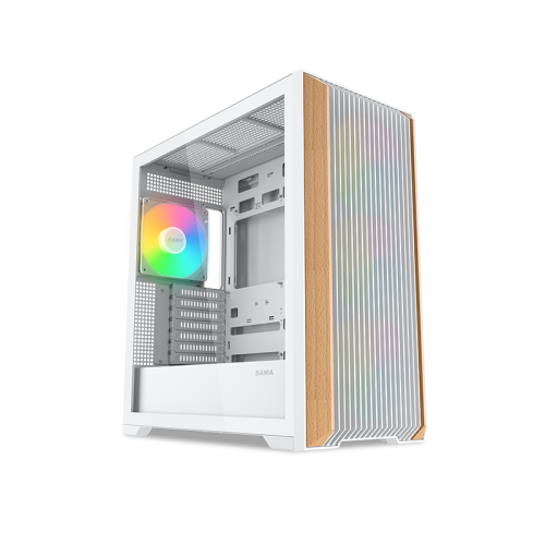 Корпус ПК без блока питания/ Case SAMA Z60 White, Midi-Tower, TG, 4x140mm ARGB, 2xUSB 3.0 + 1xUSB 3.1 Type-C, E-ATX, ATX, mATX, mITX White SAMA