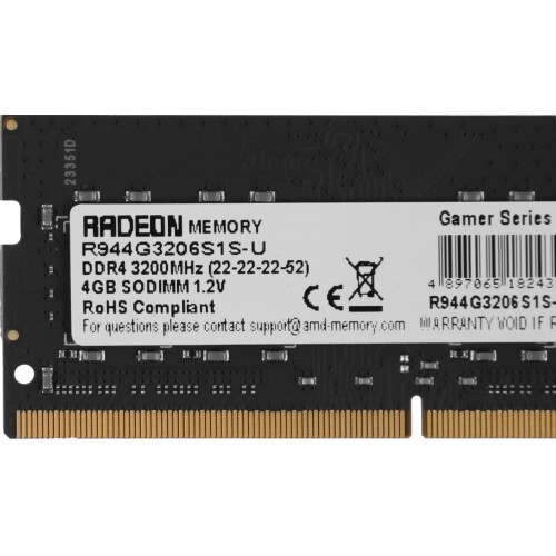 Память DDR4 4GB 3200MHz AMD R944G3206S1S-U R9 RTL - SO-DIMM 260-pin, 1.2В, CL22 для ноутбуков
