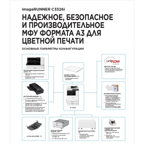МФУ лазерное цветное A3 imageRUNNER C3326i MFP - Высококачественная печать и многофункциональность для вашего офиса