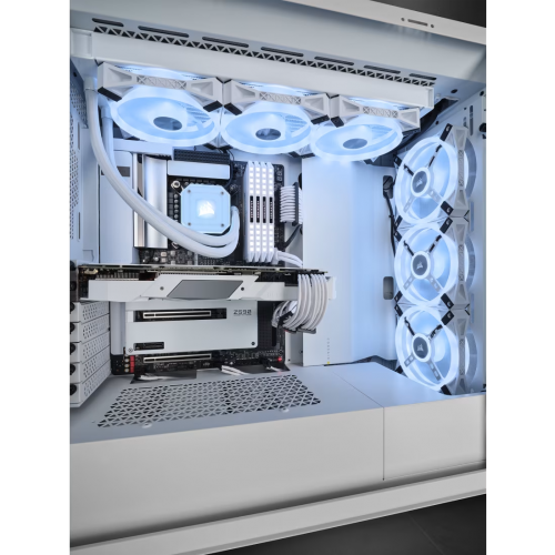 Корпус без блока питания/ Case Corsair iCUE 5000X RGB QL Edition, Midi-Tower, TG, 4x120mm RGB, 2xUSB-A 3.2, 1xUSB 3.2 Type-C, E-ATX, ATX, mATX, mITX White Corsair