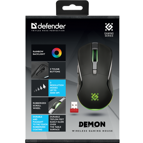 Defender Беспроводная игровая мышь Demon GM-534 черный,6кн,2.4G,3200dpi,500мАч