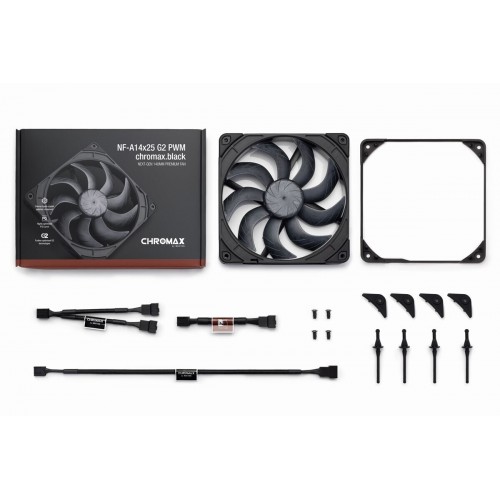 Кулер для корпуса/ Case Cooler Noctua NF-A14x25 G2 PWM chromax.black.swap (140x140x25mm, 4-pin PWM, 91.58FM, 24.8dBA, 1500RPM, Black)
