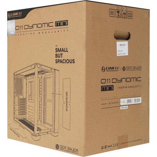 Корпус Lian-Li O11 Dynamic MINI белый ATX 9x120mm 6x140mm 2xUSB3.0 audio bott PSU [G99.O11DMI-S.00]
