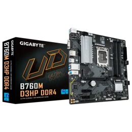 Материнская плата/ MB GIGABYTE INTEL B760 s1700, 4xDDR4(128GB), D-SUB/HDMI 2.1/DP, 1xPCIe 4.0x16, 2xPCIe 3.0, 1xLAN, 4xSATA 6Gb/s, 2xM.2, 3xUSB 3.2, 2xUSB 2.0, 1xPS/2, mATX
