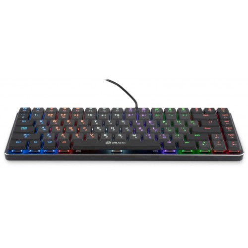 Клавиатура Оклик K615X механическая USB Slim с LED подсветкой для геймеров - серый/серебристый, 1.5м кабель
