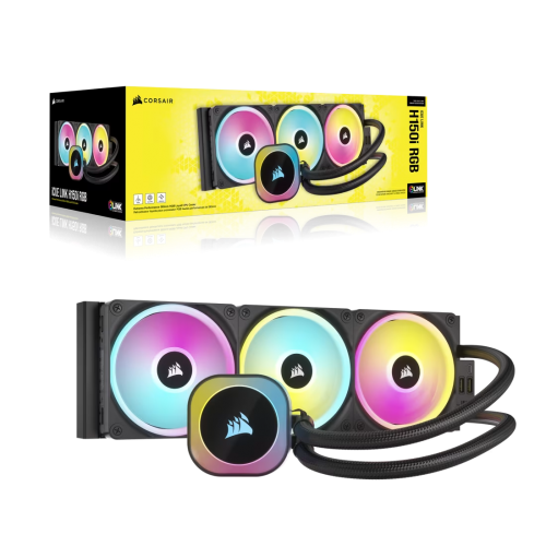 Система жидкостного охлаждения/ Water Cooling System Corsair iCUE LINK H150i RGB (360mm, Black, RGB/ Fans: 3x120mm, 63.1CFM, 37dBA, 2400RPM/Rad thickness 27mm/ S: 1851, 1700, 1200, 115X, AM5, AM4) Corsair