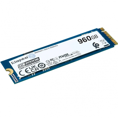 Твердотельный накопитель/ Kingston SSD DC2000B 960GB, M.2 22x80mm, NVMe, PCIe Gen 4x4, 3D TLC, R/W 7000/1300MB/s, IOPs 540 000/47 000, TBW 700, DWPD 0.4 (12 мес) Kingston