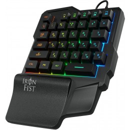 Игровой блок Оклик 701G IRON FIST черный USB for gamer LED (подставка для запястий) (1196590) кабель 1.8м