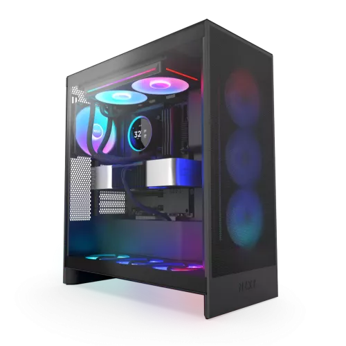 Система жидкостного охлаждения для ПК/ Water Cooling System NZXT Kraken Elite 280 RGB (250W, 280mm, LED temp., Black/ Fans: 2x140mm, 98.61CFM, 34.5dBA, 2000RPM/ Pump height 65mm, 2800RPM, Rad thickness 27mm/ S: 1851, 1700, 1200, 115X, AM5, AM4) NZXT