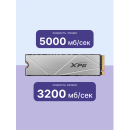 Твердотельный накопитель/ ADATA SSD GAMMIX S60 BLADE, 1024GB, M.2(22x80mm), NVMe, PCIe 4.0 x4, 3D NAND, R/W 5000/3200MB/s, IOPs -/-, TBW 250, DWPD 0.14, with HeatSink (5 лет)