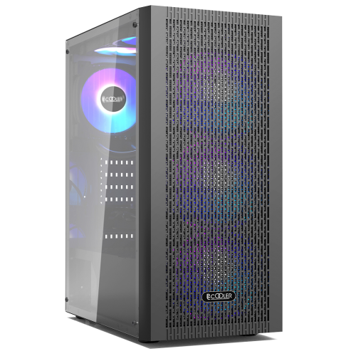 Корпус без блока питания/ Case PCCooler MA100 MESH BK, Midi-Tower, TG, Mesh, 3x120mm ARGB, 1xUSB-A 3.0 + 2xUSB-A 2.0, ATX, mATX, mITX Black PcCooler