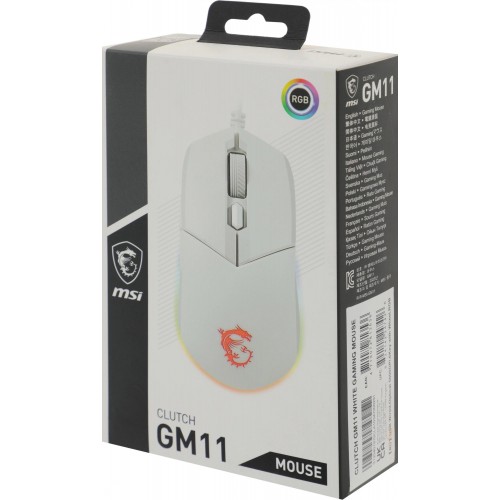 Мышь MSI Clutch GM11 белый оптическая 5000dpi USB 5but (S12-0401970-CLA)