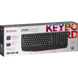 Defender Проводная клавиатура Atom HB-546 RU,черный,104+FN,1.8м