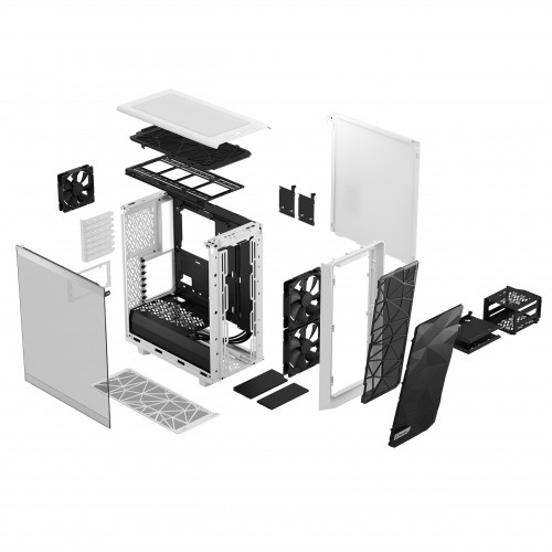 Корпус ПК без блока питания/ Case Fractal Design Meshify 2 Compact TG Clear Tint, Midi-Tower, 2x140mm + 1x120mm, 2xUSB-A 3.2 + 1xUSB 3.2 Type-C ATX, mATX, mITX White Fractal Design