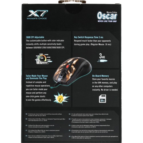 Мышь A4Tech XL-750BH рисунок лазерная 3600dpi USB 6but