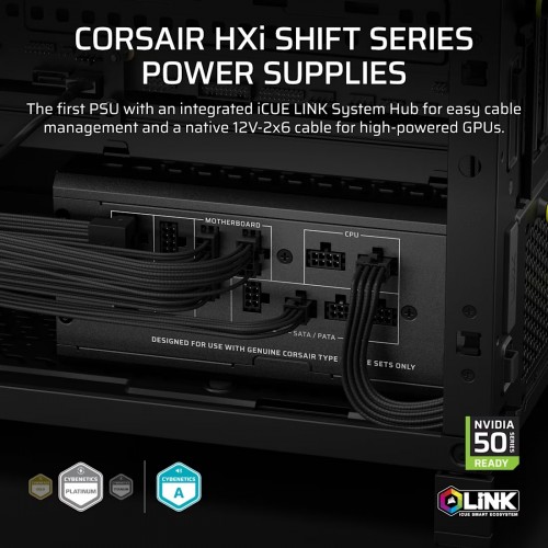 Блок питания Corsair HX1500i SHIFT 1500W 80+ Platinum - Полностью модульный ATX, PCIe 5.1, для мощных игровых систем