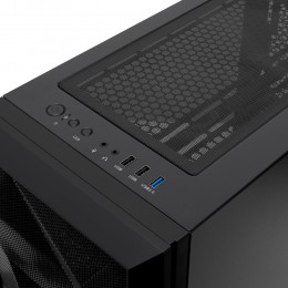 Корпус без блока питания/ Case HSPD M340, Mesh Mid Tower, Black, TG, 0.5 SPCC, no fans, mATX, mITX, 165/350/200mm, 2x2.5", 2x3.5", 4xPCI, 1xUSB-A 3.0, 2xUSB-A 2.0, 415x220x410mm
