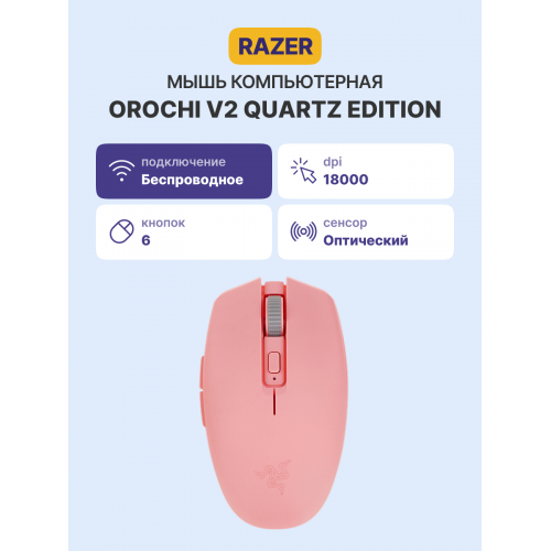 Проводная игровая мышь Razer Orochi V2 Quartz Edition - идеальный выбор для геймеров