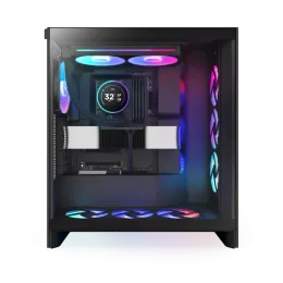 Система жидкостного охлаждения для ПК/ Water Cooling System NZXT Kraken Elite 280 RGB (250W, 280mm, LED temp., Black/ Fans: 2x140mm, 98.61CFM, 34.5dBA, 2000RPM/ Pump height 65mm, 2800RPM, Rad thickness 27mm/ S: 1851, 1700, 1200, 115X, AM5, AM4)