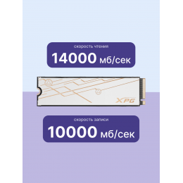 Твердотельный накопитель/ ADATA SSD XPG MARS 980 BLADE, 1000GB, M.2(22x80mm), NVMe, PCIe 5.0 x4, 3D NAND, R/W 14000/10000MB/s, IOPs 1 600 000/1 650 000, TBW 740, DWPD 0.4, with Heat Sink (5 лет)