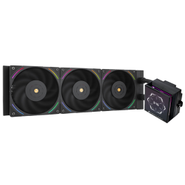 Водяное охлаждение для процессора/ Water Cooling System Thermalright Hyper Vision 360 (360mm, LED, Black, ARGB/ Fans: 3x120mm, 69CFM, 27dBA, 2150RPM/ Pump height 68mm, 6400RPM, Rad thickness 27mm/ S: 1700, 1200, 1851, 115X, 2011, 2066, AM5, AM4)