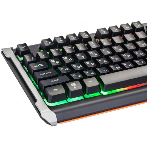Клавиатура Оклик 717G BLACK DEATH: USB мультимедийная игровая клавиатура с LED подсветкой (черный/оранжевый, 1.5м)