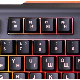 Клавиатура Оклик 717G BLACK DEATH черный/оранжевый USB Multimedia for gamer LED (476395) кабель 1.5м