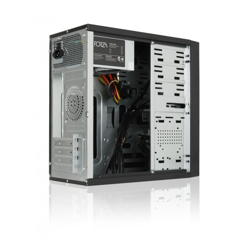 Корпус с блоком питания 450Вт./ Case Forza mATX case, black, w/PSU 450W 12cm, w/2xUSB2.0, w/2xUSB3.0, w/1xType-C (USB2.0), w/pwr cord, w/o FAN Foxline