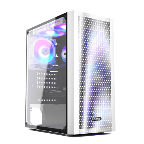 Корпус без блока питания/ Case PCCooler MA100 MESH WH, Midi-Tower, TG, Mesh, 3x120mm ARGB, 1xUSB-A 3.0 + 2xUSB-A 2.0, ATX, mATX, mITX White