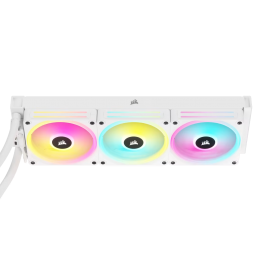Система жидкостного охлаждения/ Water Cooling System Corsair iCUE LINK H150i RGB (360mm, White, RGB/ Fans: 3x120mm, 63.1CFM, 37dBA, 2400RPM/Rad thickness 27mm/ S: 1851, 1700, 1200, 115X, AM5, AM4)