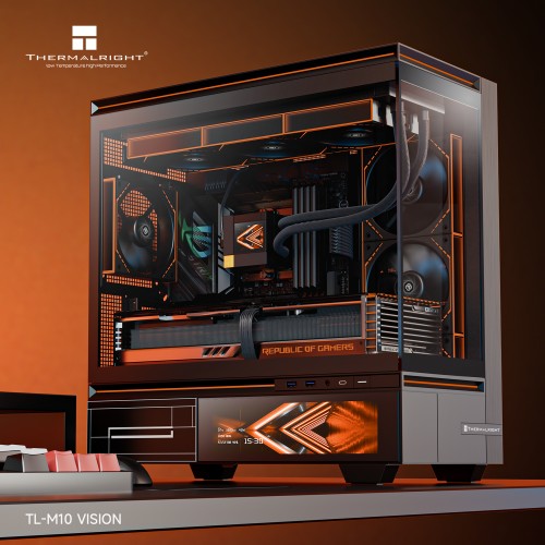 Корпус без блока питания/ Case Thermalright M10 Vision FAN4-C, Mini-Tower, TG, LCD, 4x120mm ARGB, 2xUSB-A 3.0, 1xUSB Type-C, mATX, mITX Black