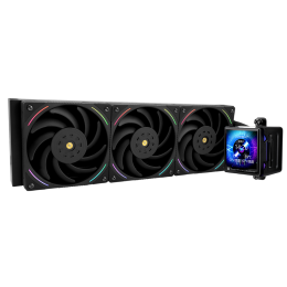 Система жидкостного охлаждения/ Water Cooling System Thermalright Elite Vision 360 (360mm, LED, Black, ARGB/ Fans: 3x120mm, 69CFM, 27dBA, 2150RPM/ Pump height 63mm, Rad thickness 27mm/ S: 1700, 1200, 1851, 115X, 2011, 2066, AM5, AM4)