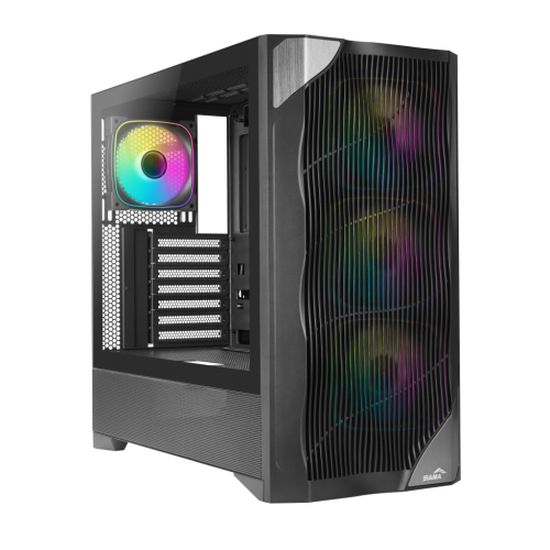 Корпус ПК без блока питания/ Case SAMA V42 Black, Midi-Tower, TG, 4x120mm ARGB, 2xUSB 3.0 + 1xUSB 3.2 Type-C, ATX, mATX, mITX Black SAMA