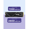 Твердотельный накопитель/ ADATA SSD GAMMIX S70 BLADE, 512GB, M.2(22x80mm), NVMe, PCIe 4.0 x4, 3D TLC, R/W 7400/6800MB/s, IOPs 425 000/510 000, DRAM buffer 512MB, TBW 370, DWPD 0.4, with Heat Spreader (5 лет) ADATA