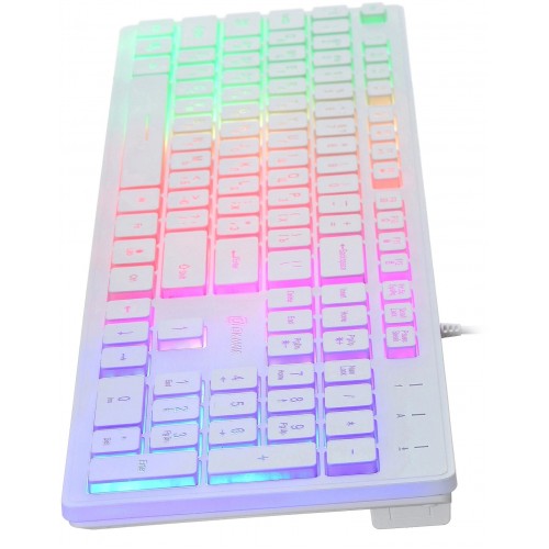 Клавиатура Оклик 550ML белая USB Slim с мультимедийными клавишами и LED-подсветкой, кабель 1.5м