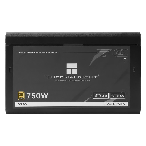 Блок питания ПК/ Power Supply Thermalright, 750W 80+ Gold (ATX, 3.0, PCIe 5.0, Non-modular, 1x24(20+4)pin, 1xCPU 8(4+4)pin, 2xPCIe*2 8(6+2)pin, 5xSATA3, 1x12+4pin (12VHPWR PCIe 5.0 12+4pin 600mm), 3xMOLEX4pin, Active, 120x120mm, 150x140x86mm, APFC, black)