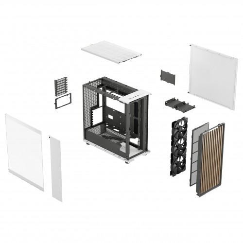 Корпус ПК Fractal Design North XL TG Dark Tint - Стильный Full-Tower с 3 вентиляторами и USB-C в Chalk White
