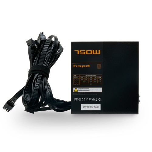 Блок питания/ Power Supply HSPD, 750W 80+ Bronze (ATX, 2.31, Semi-modular, 1x24(20+4)pin 550mm, 1xCPU*2 8(4+4)pin 600+150mm, 1xPCIe*2 8(6+2)pin 500+150mm, 2xSATA*3 400+150+150mm, 1xMOLEX4pin*3+FDD 400+150+150+150mm , Active, 120x120mm, 150x140x86mm, APFC,