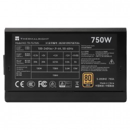 Блок питания ПК/ Power Supply Thermalright, 750W 80+ Gold (ATX, 3.0, PCIe 5.0, Non-modular, 1x24(20+4)pin, 1xCPU 8(4+4)pin, 2xPCIe*2 8(6+2)pin, 5xSATA3, 1x12+4pin (12VHPWR PCIe 5.0 12+4pin 600mm), 3xMOLEX4pin, Active, 120x120mm, 150x140x86mm, APFC, black)