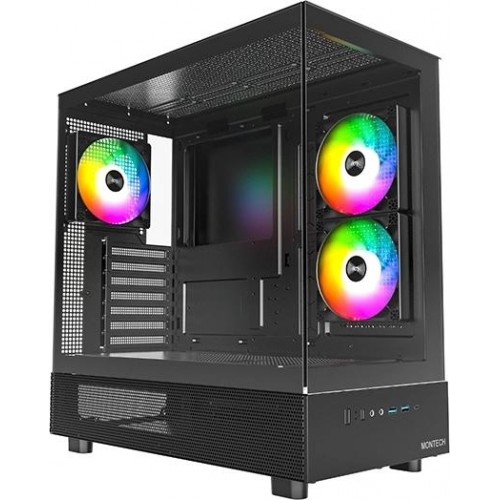 Корпус Montech XR черный ATX с вентиляцией 3x120mm, USB 3.0/3.1 и аудио выходом - идеальное решение для вашего ПК