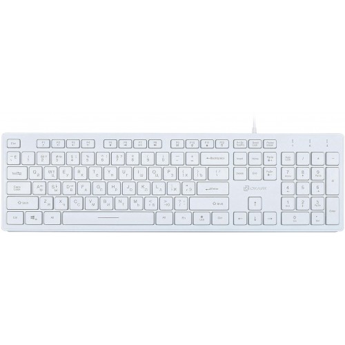 Клавиатура Оклик 550ML белая USB Slim с мультимедийными клавишами и LED-подсветкой, кабель 1.5м