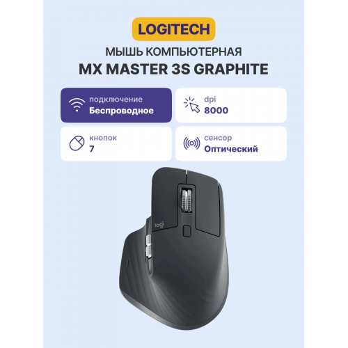 Купить Logitech MX Master 3S Bluetooth Мышь в Цвете Графит: Эффективность и Комфорт для Работы и Игры