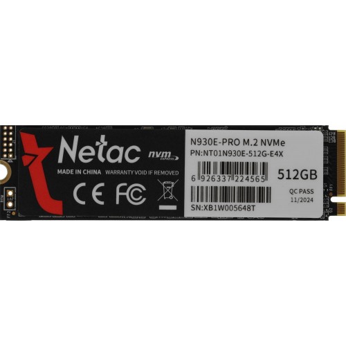 Купить SSD накопитель Netac PCIe 3.0 x4 512GB NT01N930E-512G-E4X N930E Pro M.2 2280 – Высокая скорость и надежность для вашего ПК